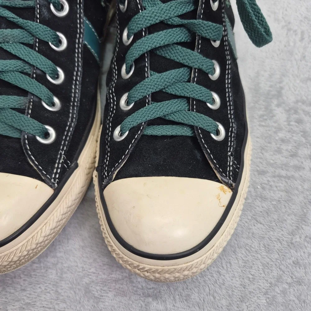 Converse Star Player High Top Black Suede Teal Green Star Chevron Sneakers Men 9